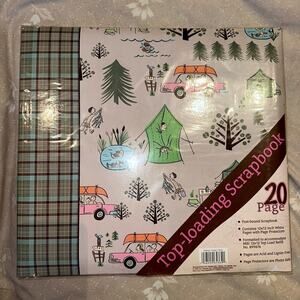 NIP AC Moore Top Loading Post Bound Scrapbook 12 x 12 - 20 Pages Camping Theme
